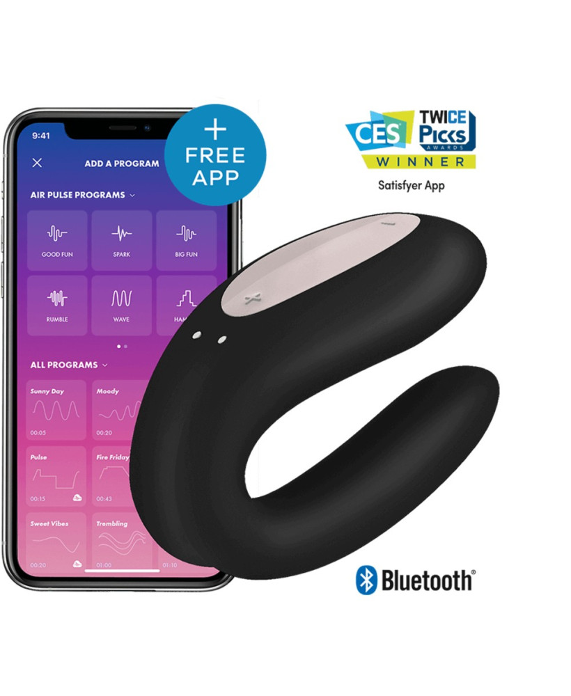 Stimulateur noir connecté Double Joy Satisfyer 